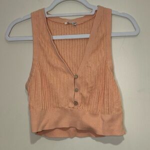 Intimately Free People Peach Ribbed Tank Top Sz Med